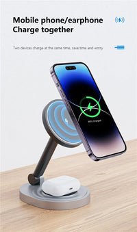 2 In 1 Magnetic Wireless Charger Stand Pad For iPhone 15 14 13 12 11 Pro Max 11 X Apple Watch Airpods Fast Charging Dock Station