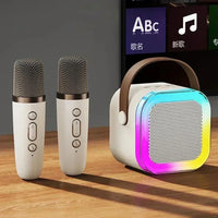 Portable Wireless Karaoke Speaker with Microphone KTV Speaker Subwoofer with RGB Colorful LED Lights Karaoke Machine for Outdoor