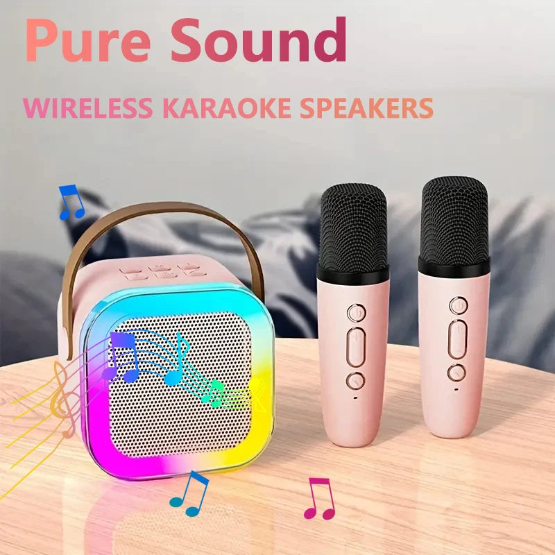 Portable Wireless Karaoke Speaker with Microphone KTV Speaker Subwoofer with RGB Colorful LED Lights Karaoke Machine for Outdoor