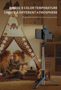 Lenovo Selfie Stick 1045mm with Wireless Bluetooth LED Fill Light Extended Tripod with Remote Shutter for Android IOS Cellphone