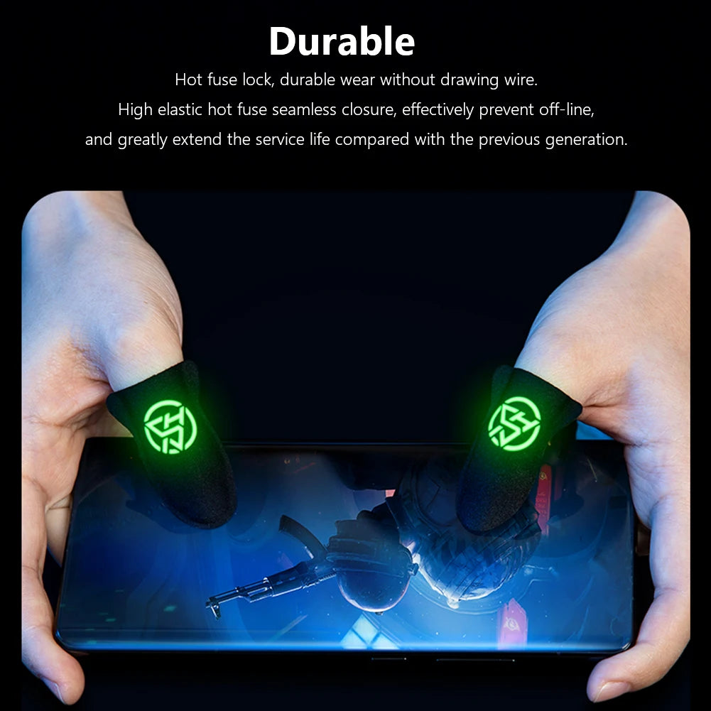 1 Pair For PUBG Gaming Finger Sleeve Luminous Fingertips Cover Anti-slip Breathable Finger Cots Thumb Gloves For Mobile Game