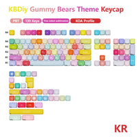 KBDiy KOA Profile Gummy Bears Keycap PBT Custom Korean Keycaps for Mechanical Keyboard Game Cute 141 Keys Caps ISO 7U Space Bar