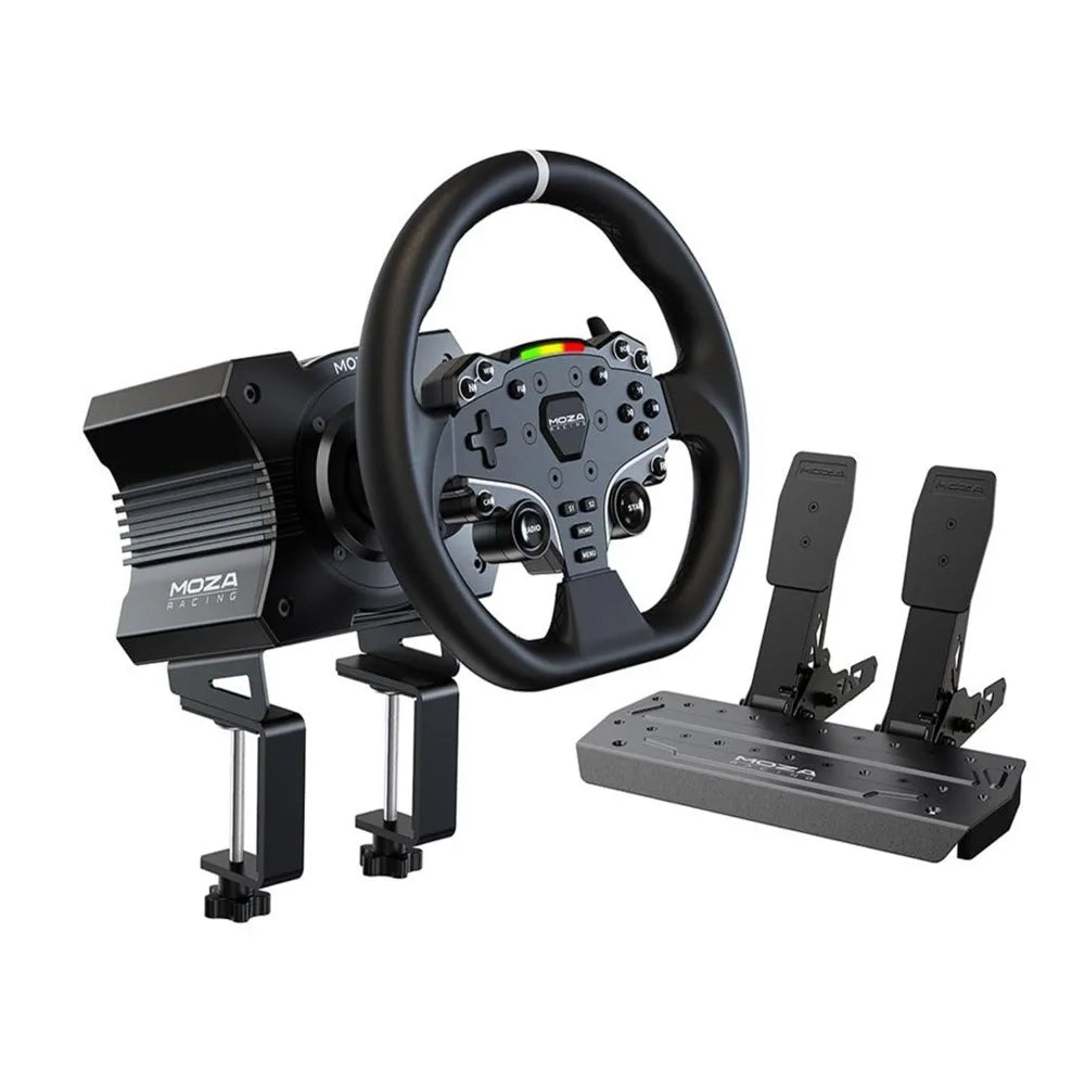 All-in-One PC Gaming Racing Simulator 3PCS Bundle: 5.5Nm Direct Drive Wheel Base, 11-inch Racing Wheel, Anti-Slip Pedals