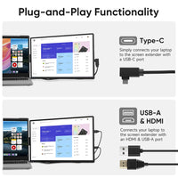 Dopesplay 14.1inch Portable Monitor 1200P FHD IPS Triple Dual Screen Extender display For PC Switch Gaming Mac Laptop to 17.3“