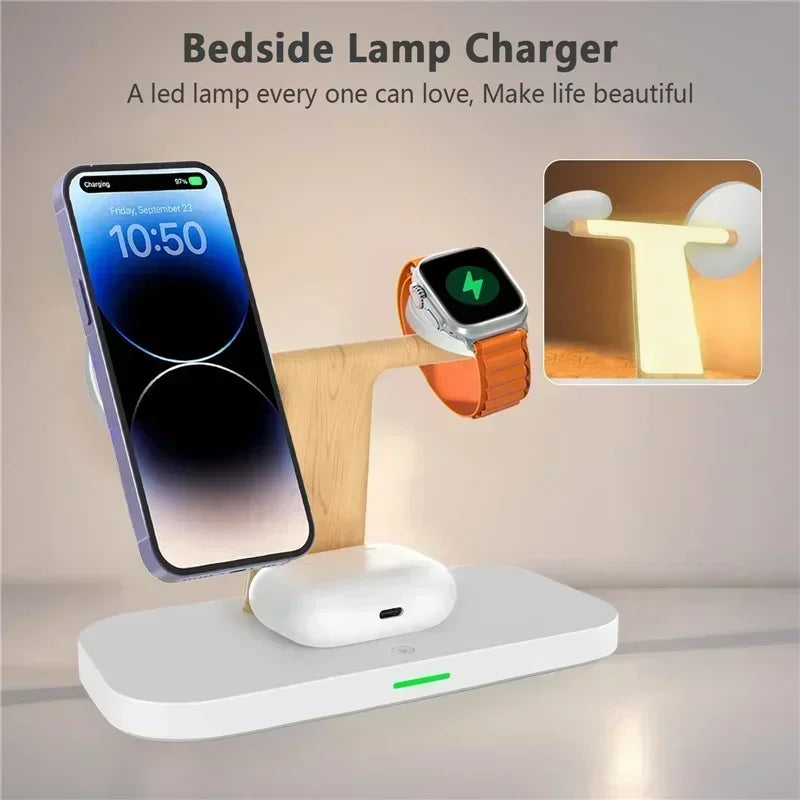 3 In 1 Magnetic Wireless Charger Stand For iPhone 16 15 14 Pro Max Apple Watch 9 8 7 Airprods Fast Charging Station Dock Holder