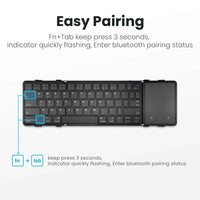 Jomaa Hebrew/Korea/Russia Wireless Folding Keyboard with Touchpad/Numer Rechargeable Foldable Bluetooth Keyboard for Tablet Ipad