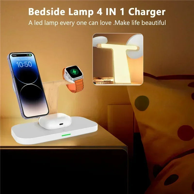 3 In 1 Magnetic Wireless Charger Stand For iPhone 16 15 14 Pro Max Apple Watch 9 8 7 Airprods Fast Charging Station Dock Holder