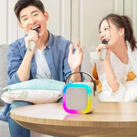 Portable Wireless Karaoke Speaker with Microphone KTV Speaker Subwoofer with RGB Colorful LED Lights Karaoke Machine for Outdoor