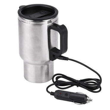 Camping Travel Kettle Water Coffee Milk Thermal Mug Vehicle Heating Cup Electric Heating Car Kettle 12V 450ml Stainless Steel