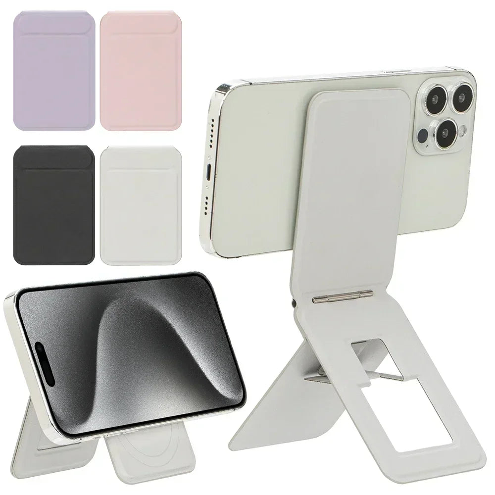 Magnetic Leather Folding Wallet Card Holder Stand Phone Tripod for Magsafe IPhone 14 15 16 Pro Max Mac Safe Selfie Stick Monopod