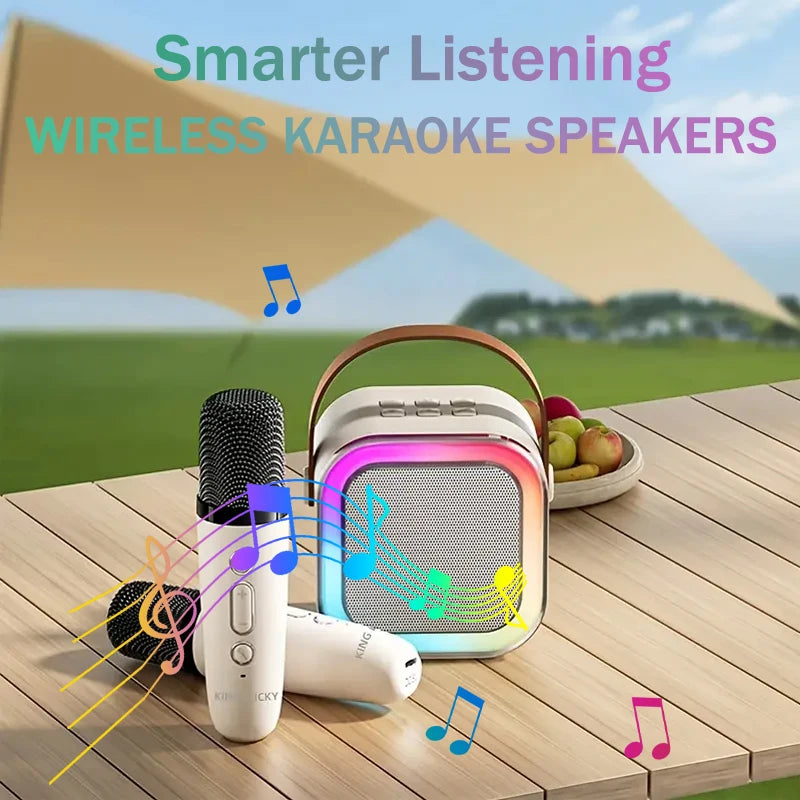 Portable Wireless Karaoke Speaker with Microphone KTV Speaker Subwoofer with RGB Colorful LED Lights Karaoke Machine for Outdoor