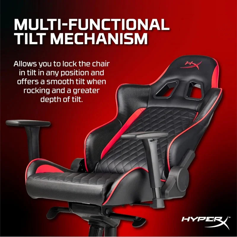 HyperX blast gaming chair-ergonomic gaming chair, leather upholstery video game chair-Red Black PC racing tilt gaslift foam