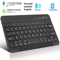 Mini Bluetooth Keyboard Wireless Keyboard Rechargeable Russian Spain Keyboards For IOS Android Windows 10 Inch For Phone Tablet