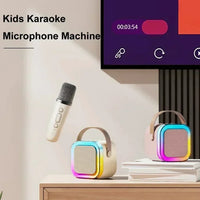 Portable Wireless Karaoke Speaker with Microphone KTV Speaker Subwoofer with RGB Colorful LED Lights Karaoke Machine for Outdoor