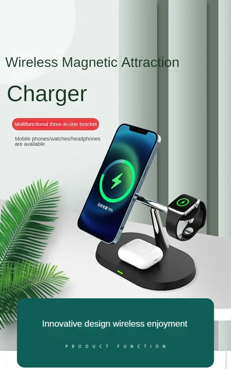 3 in 1 Wireless Charger for IPhone 15 14 13 12 Pro Max for Apple Watch 9 8 7 6 5 Airpods Pro 2 3 Fast Charging Station