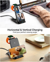 KPON 3 in 1 Wireless Charger Stand Fast Charging Station Dock For iPhone 16/15/14/13 Pro Max Apple iWatch 9/8/7/6/5 Airpods 3/2