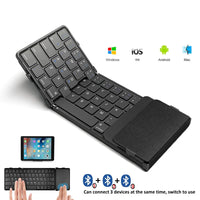 Jomaa Hebrew/Korea/Russia Wireless Folding Keyboard with Touchpad/Numer Rechargeable Foldable Bluetooth Keyboard for Tablet Ipad