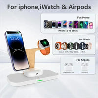 3 In 1 Magnetic Wireless Charger Stand For iPhone 16 15 14 Pro Max Apple Watch 9 8 7 Airprods Fast Charging Station Dock Holder