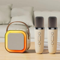 Portable Wireless Karaoke Speaker with Microphone KTV Speaker Subwoofer with RGB Colorful LED Lights Karaoke Machine for Outdoor